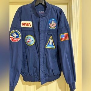 Mens Vintage NASA Deck Jacket Blue Size L
